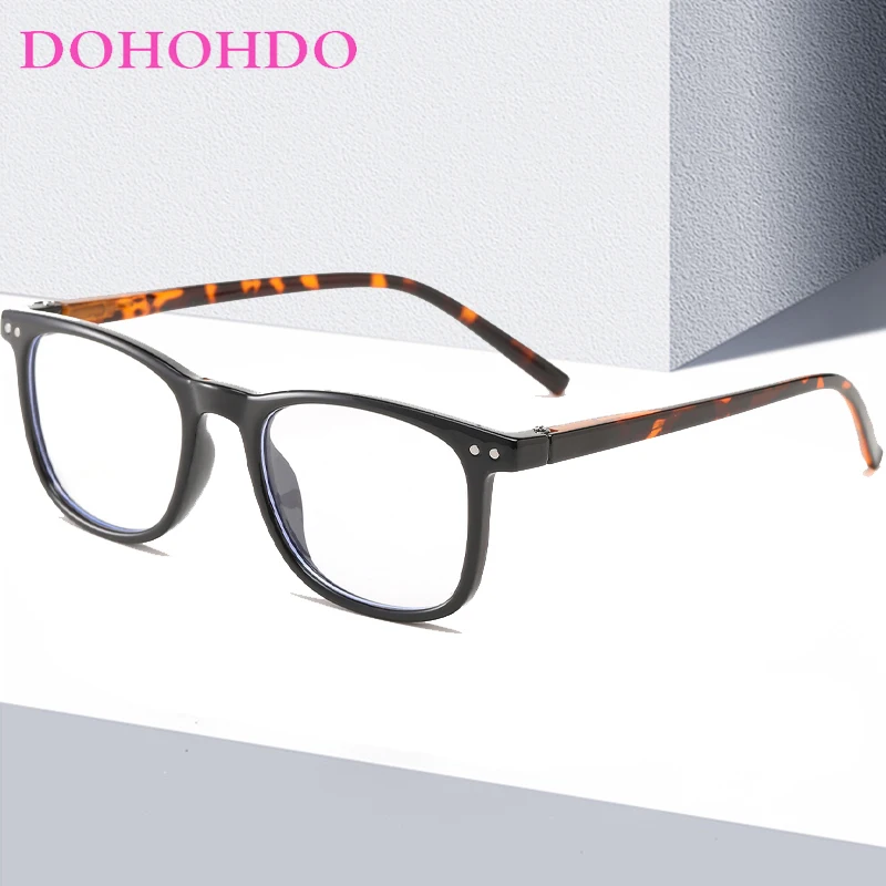 

DOHOHDO Anti Blue Light Retro Colored Oval Women Glasses Frame 2024 Fashion Rivet Small Frame Men Leopard Framen Flat Eyeglasses