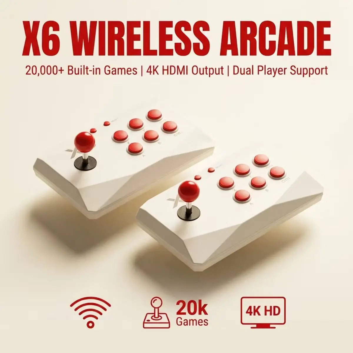 

X6 Retro Video Game Console 4K HD Output 64GB 2.4G Wireless Double Rocker TV Game Stick 20000 Retro Games Consolas