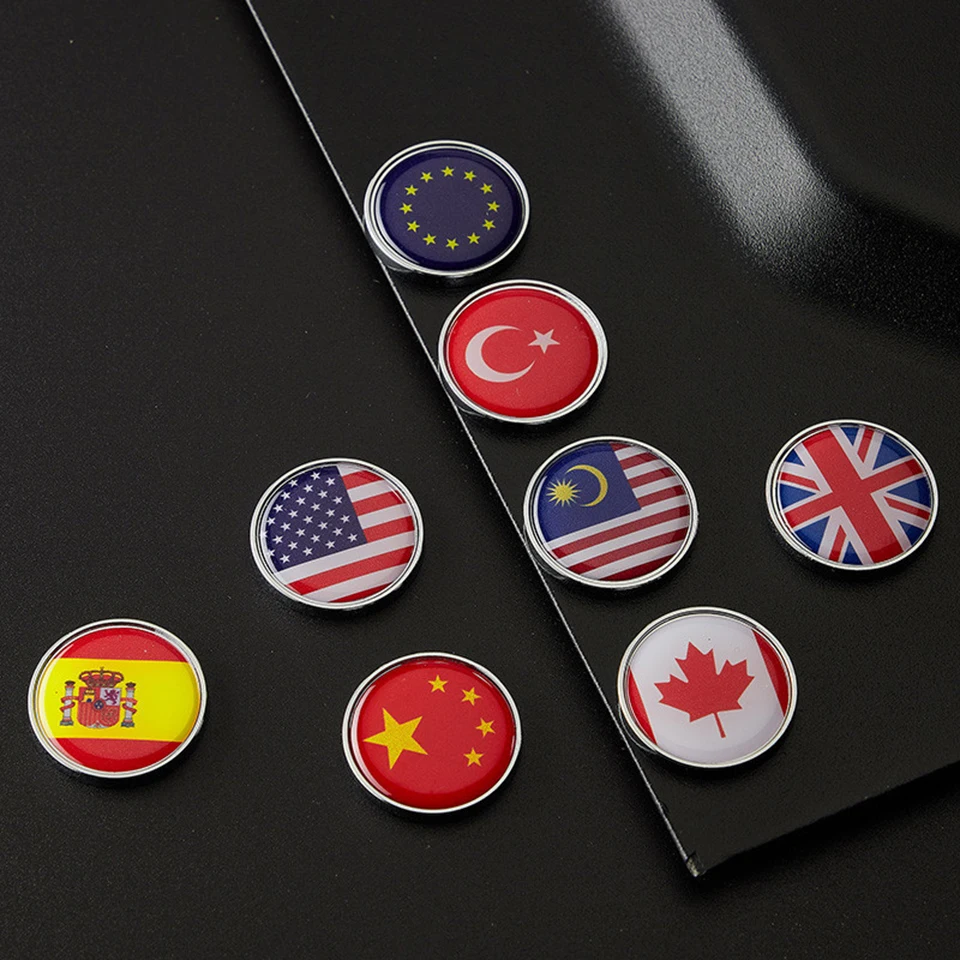 Round Shape Car Styling 3D Aluminum Epoxy National Flag Logo Emblem Sticker Metal Decal Badge Auto Exterior Accessory CB-44