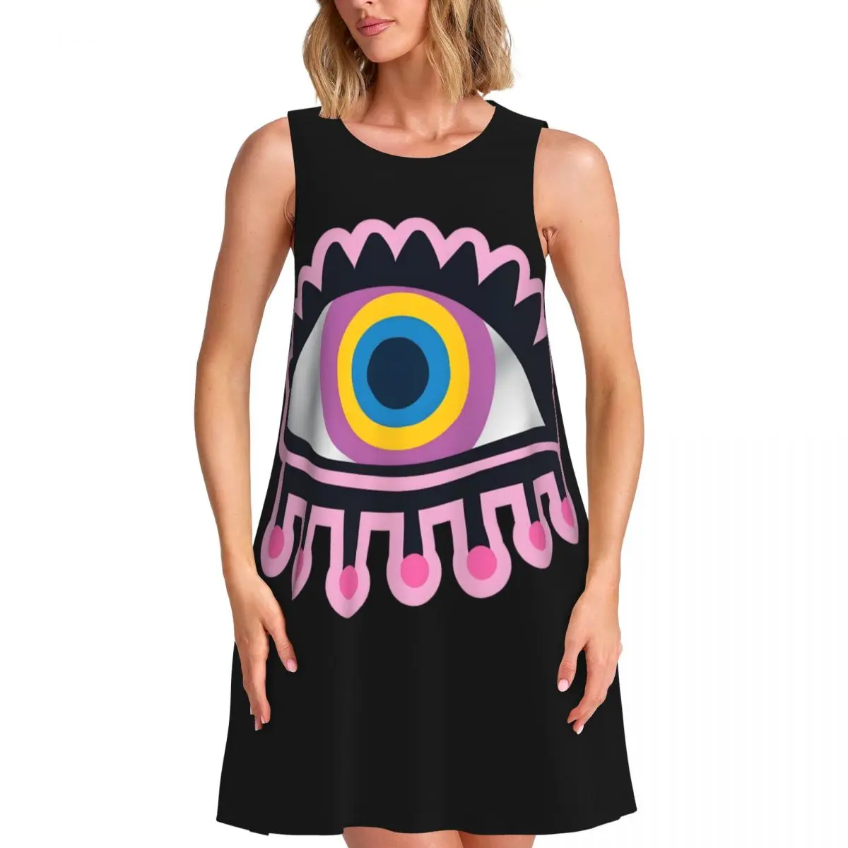 

Custom Ferragnies Eyes C-Chiara Loose Sundress With Pocket Print Women's Sleeveless Dress For Beach Vacations Dress