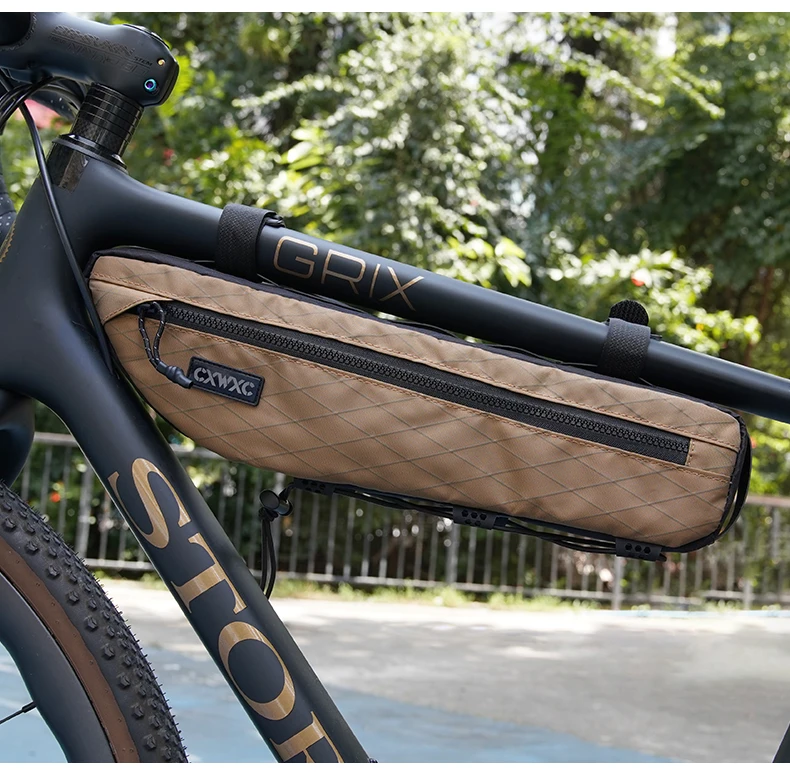 CXWXC Fahrrad-Rahmentasche, 2,4 l, großes Fassungsvermögen, Fahrrad-Unterrohrtasche, dreieckige Tasche, doppelseitiger Reißverschluss mit Bodenbindungssystem – Detail 14