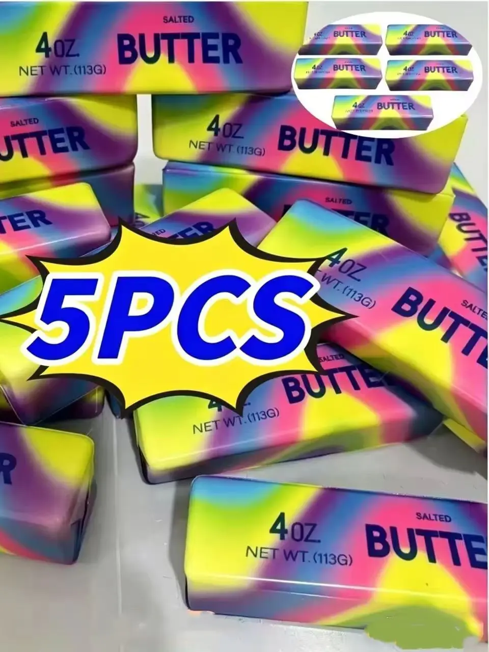 5/1 Stück Bunter Butter-Stick Fidget Toy, Klebriger Butter-Stick, Langsam Rückfedernder Stressball, Quetschspielzeug, Anti-Stress-Sensorik-Spielzeug