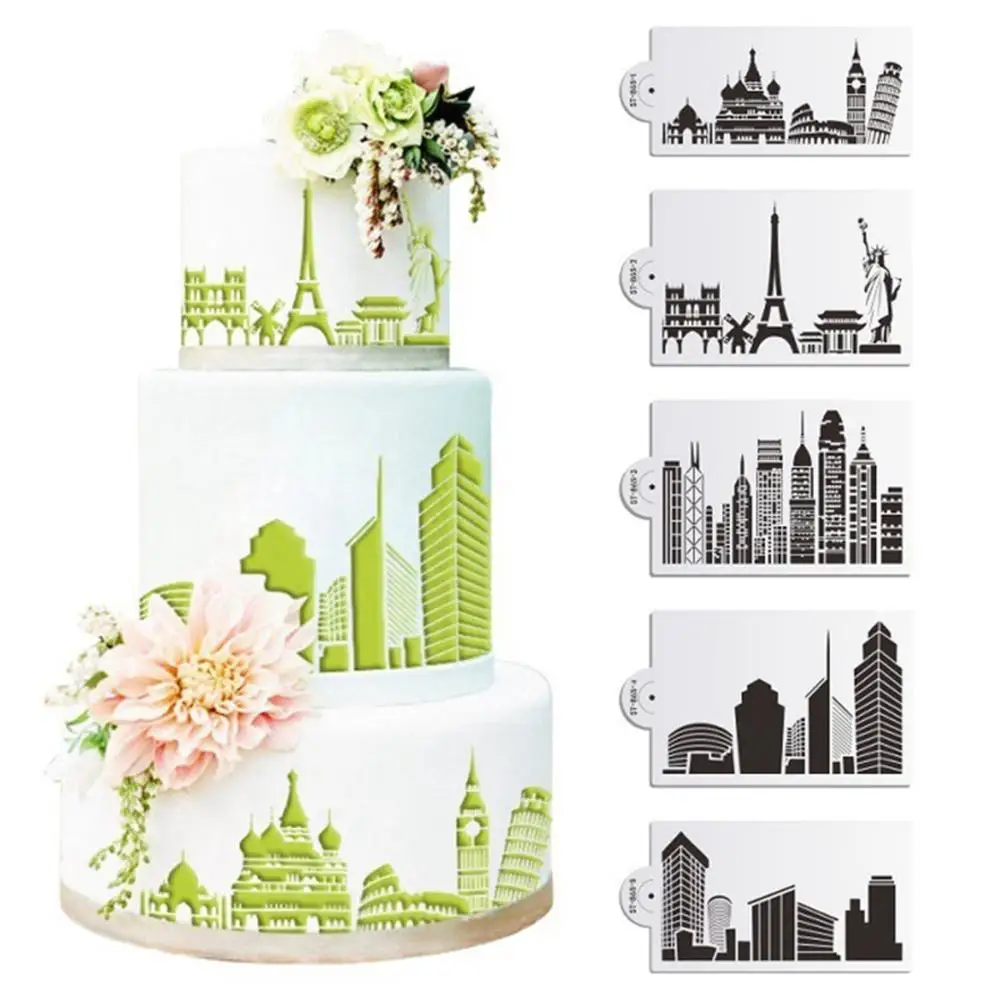 Baking DIY Art Bakeware Template Fondant Molds Cake Stencil Landmark Building Cake Decorating Tool