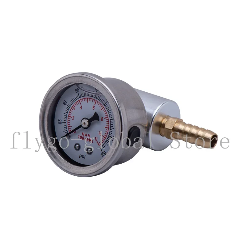 Fuel Pressure Gauge Liquid 0-160 psi Oil Press Gauge Fuel Gauge White Face Universal 1/8 NPT YC100917