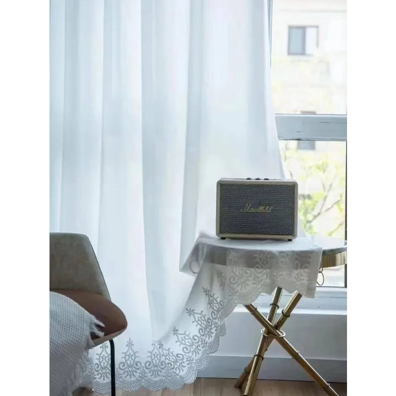 Modern Minimalist Style White Furnace Embroidery Embroidery Curtains Living Room Bedroom Balcony Blackout Curtains