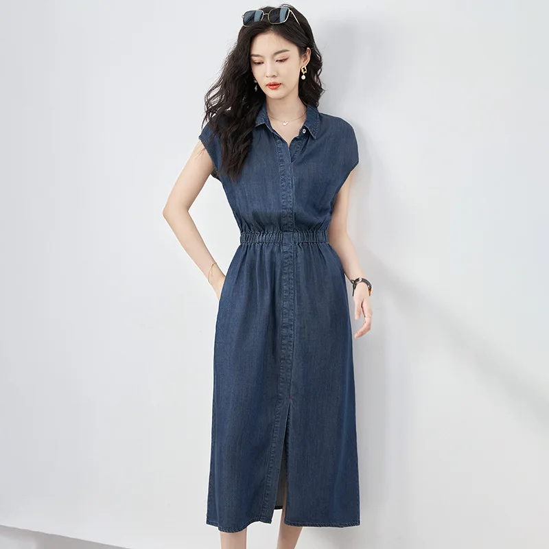 

2417805 -2025Summer New Casual Temperament Slimming and Simple Small Lyocell Dress Women's Clothing