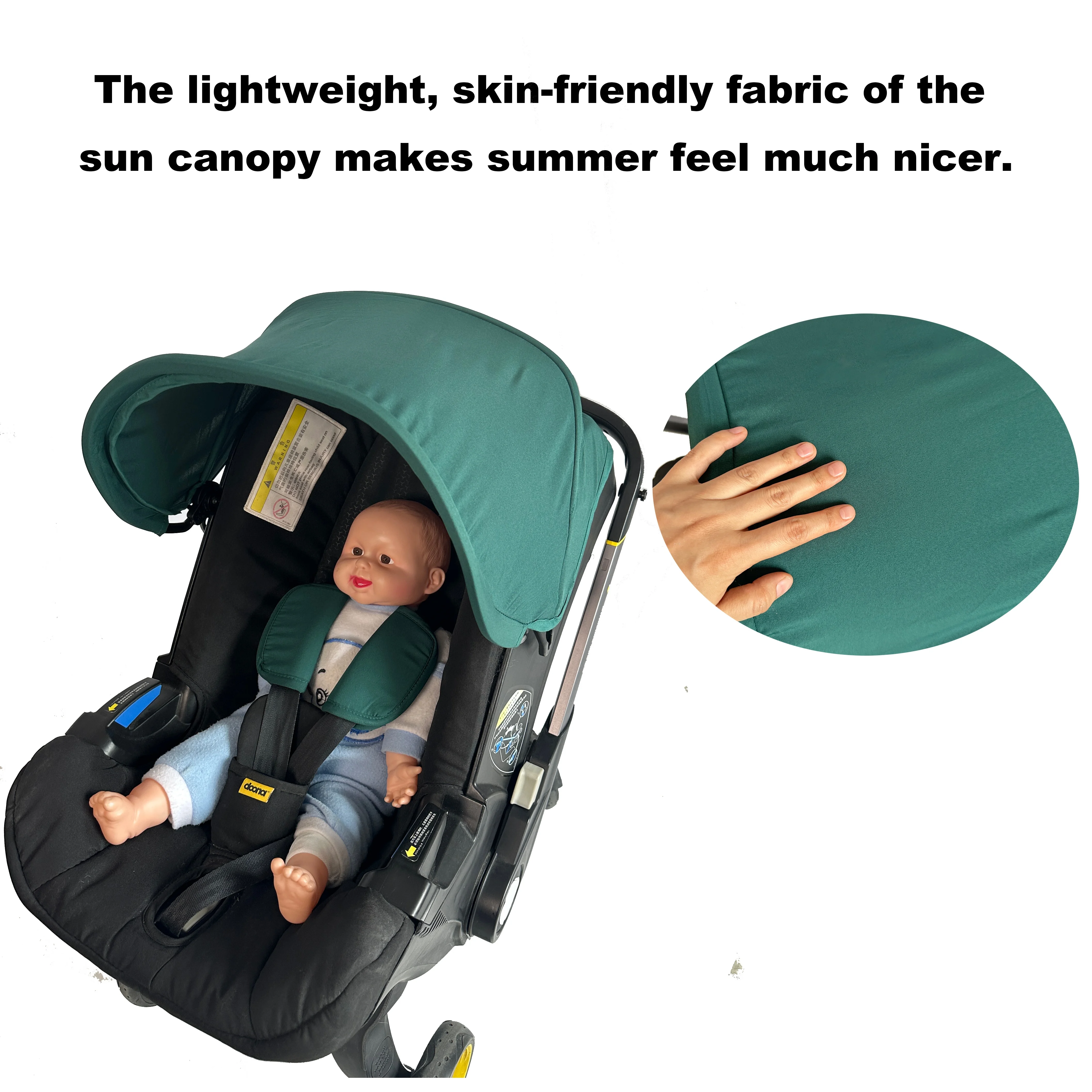 For Doona Baby Stroller Canopy & Shoulder Pads – Fits Doona+ / I Car Seat, Sunshade, Grey/Khaki/Green