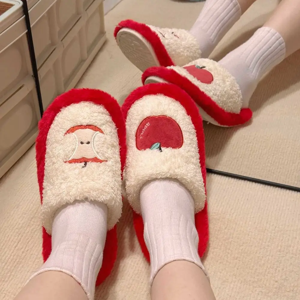 Симпатичные тапочки в сетку в полоску, мягкие зимние шлепанцы на толстой подошве, женские бесшумные повседневные тапочки с фруктами, мужские