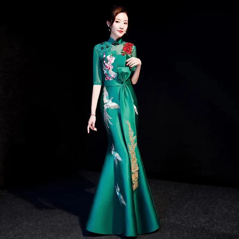 

NewNew Performance Dress Female Host Art Exam Ancient Style Pipa Guzheng Dress Chorus Dress Improved Cheongsam2025
