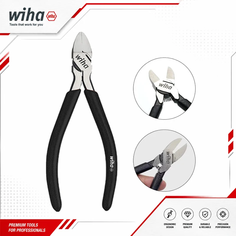 Wiha 45851 Black Forest Classic Plastic Cutting Pliers  160MM Suitable For Cutting Plastic Parts Or Soft Materials