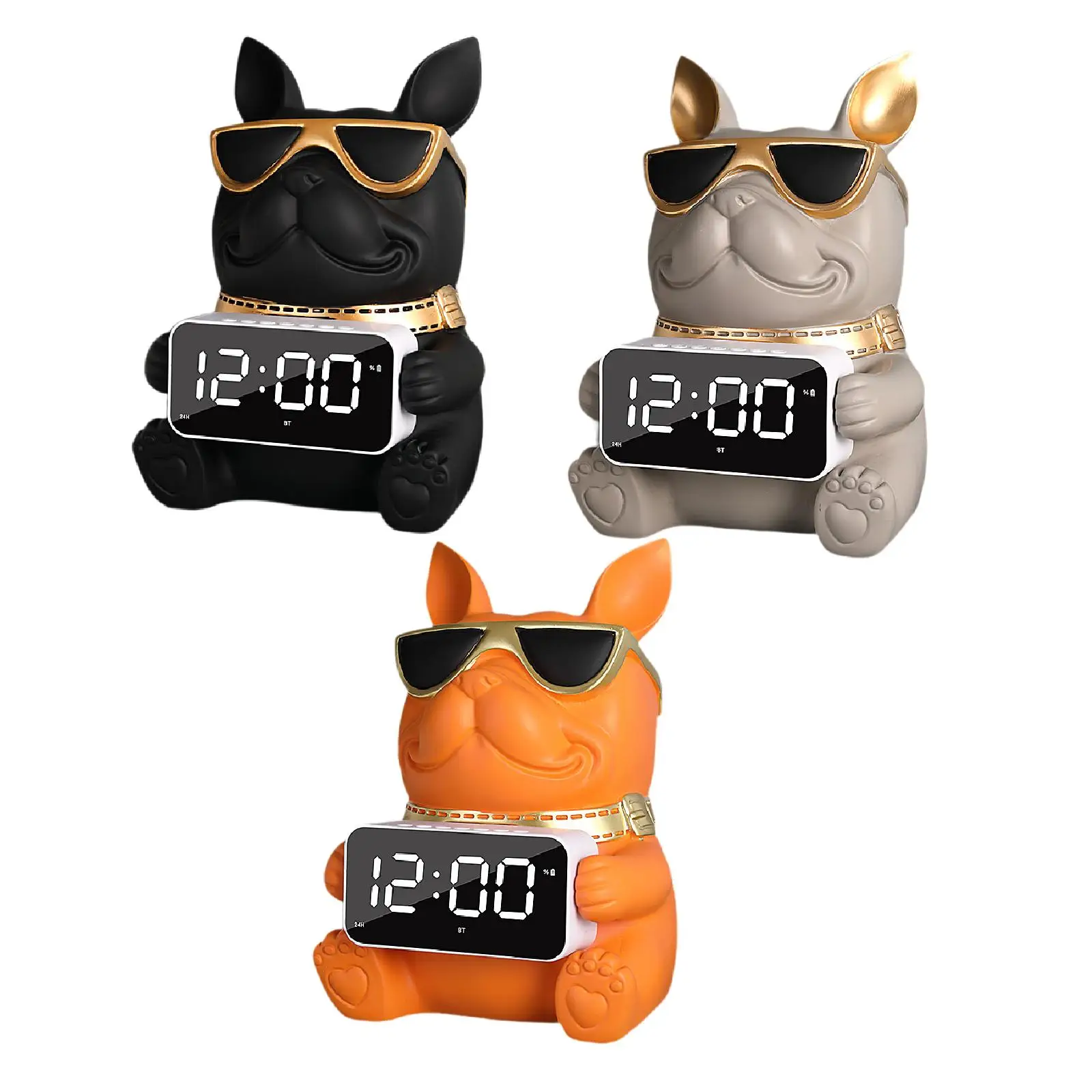 

Desk Speaker Resin Statue Figurine Digital Alarm Clock Puppy Tissue Box Cover for Dresser Bedroom Dining Table NightStand Car