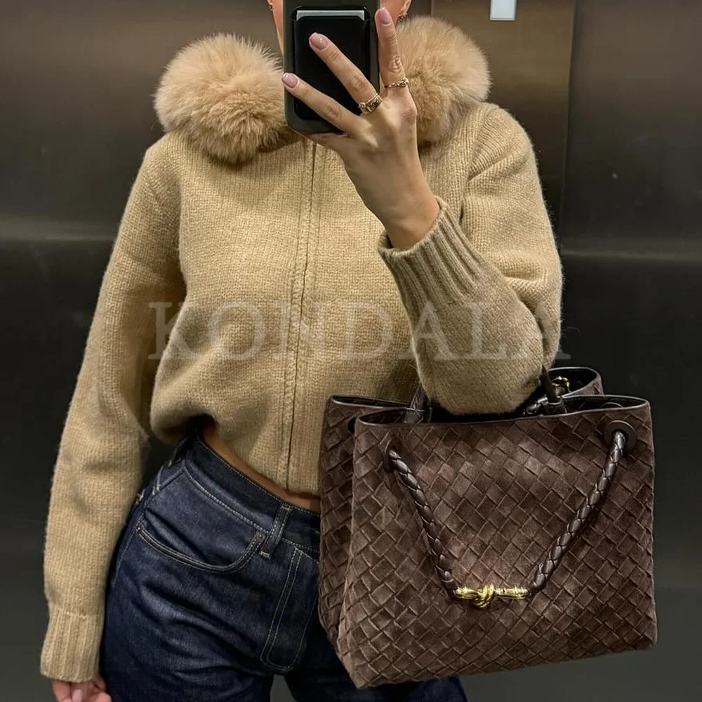 

KONDALA 2025 осенне-зимняя уличная одежда с воротником из искусственного меха, женские пальто, модные элегантные теплые пальто на молнии с отложным воротником, шикарные женские пальто