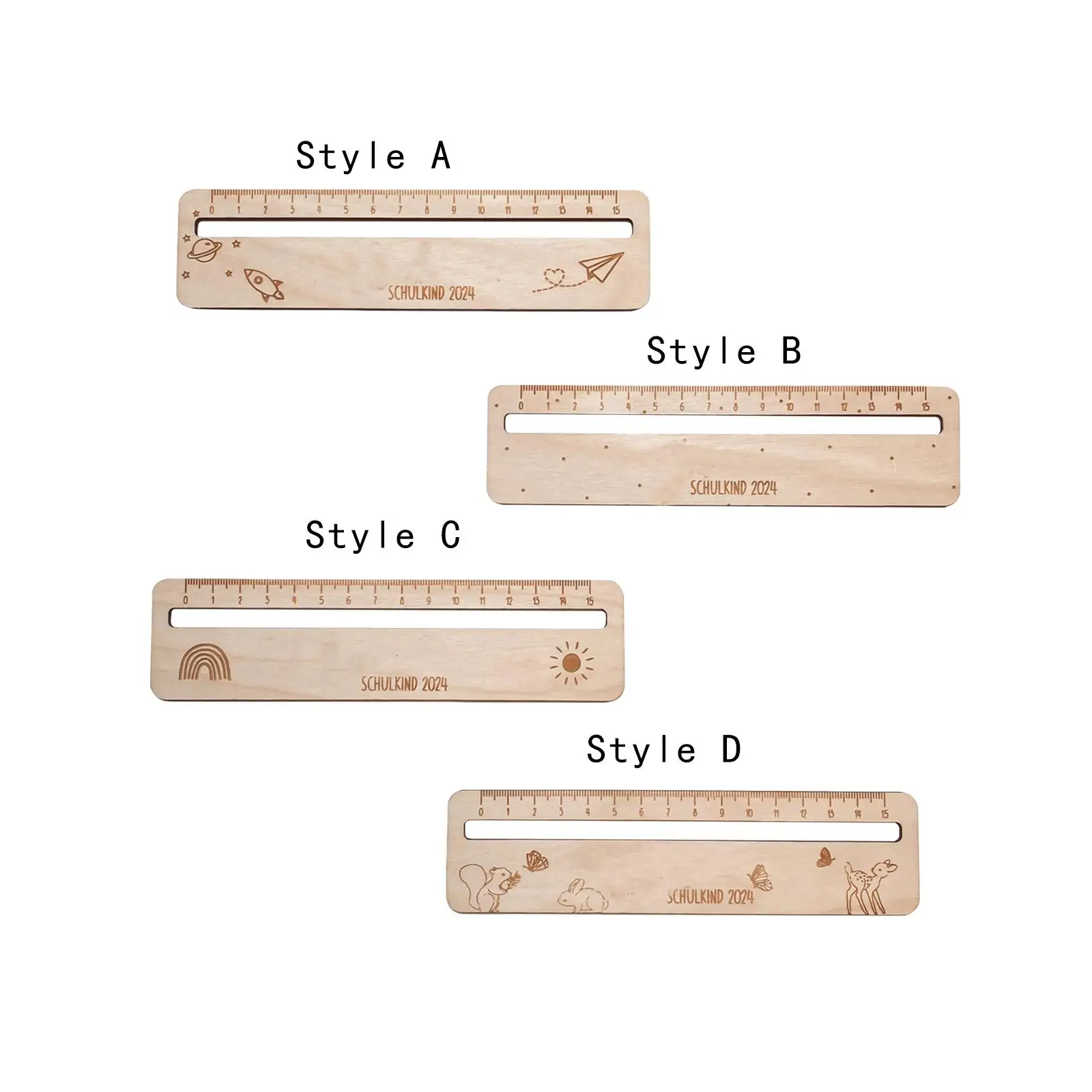 Cartoon Ruler Measuring Tool Office Supplies Drawing Gift Stationery Ruler Wood Ruler Wooden Ruler for Kids Girls Boys Children