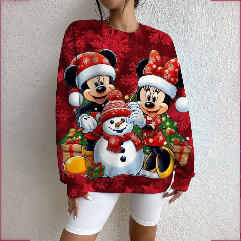 Women's Sports Pullovers O Neck Disney Christmas Series Print Loose Casual Pullovers Fashion Long Sleeve Hoodies for Women
