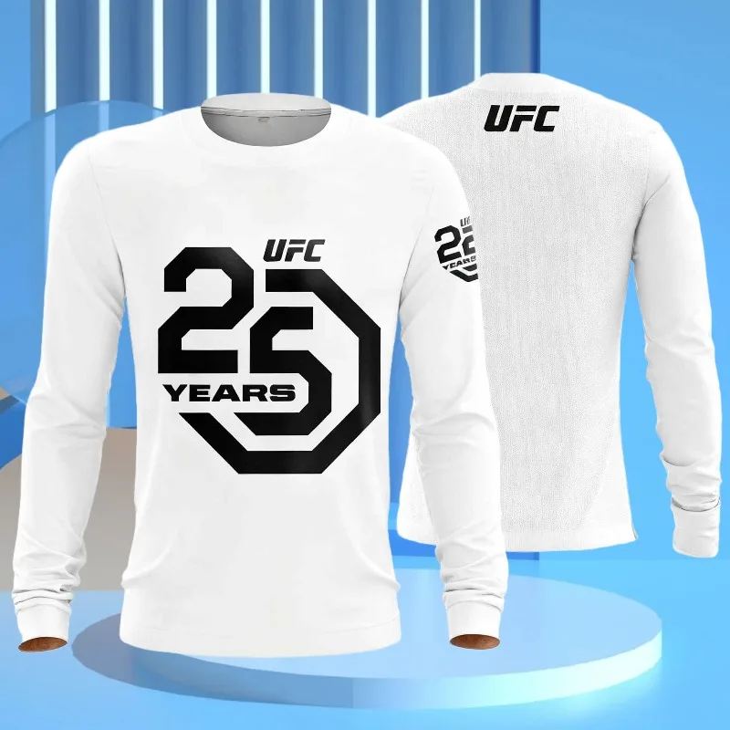 

MOTO-Summer UFC мужская модная дышащая спортивная одежда с круглым вырезом и длинными рукавами для бокса, тренировок смешанных боевых искусств, топ