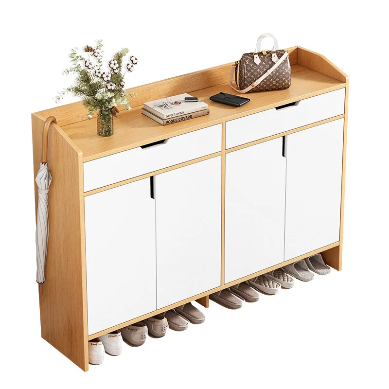 

New design modern wooden shoe cabinet entrance corridor shoe cabinet storage