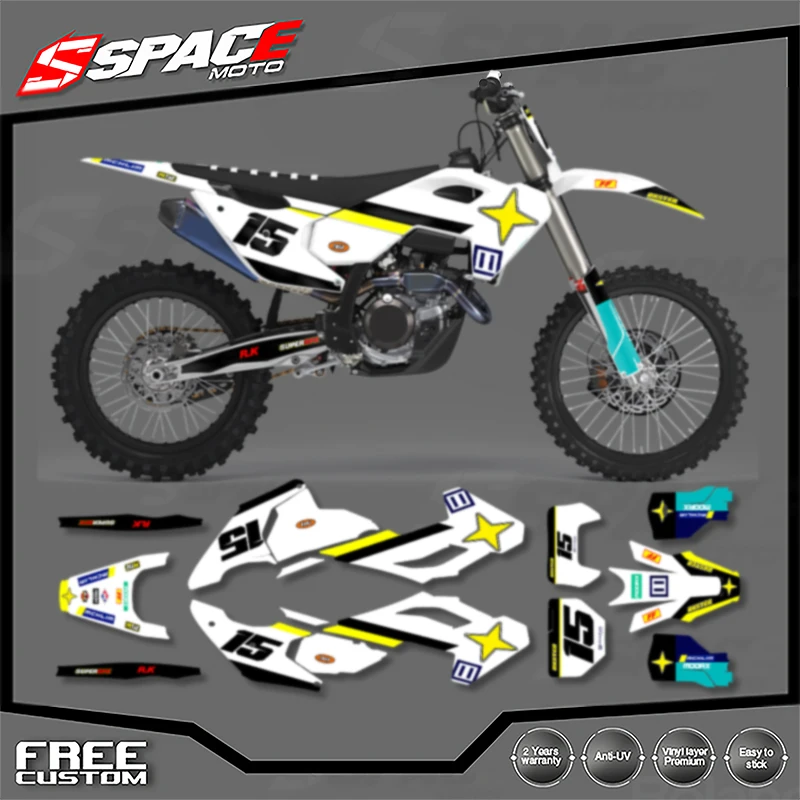 

SPACE Custom Team Motorcycle Graphics Decal for Husqvarna TC FC TE FE TX FX FS 2023 2024 Decals Stickers Kits