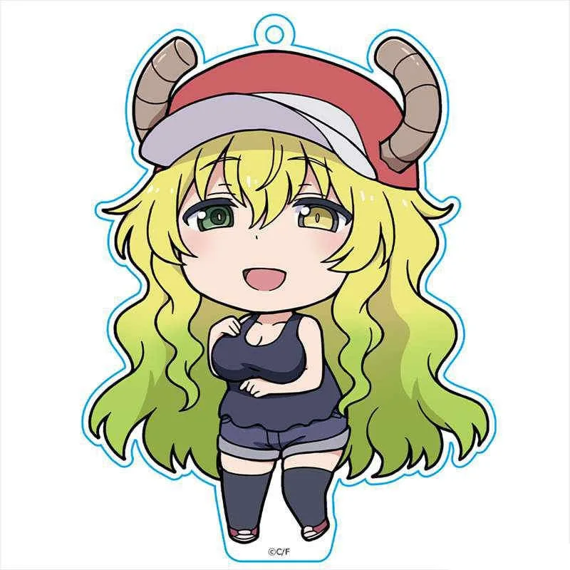 Charm Anime Miss Kobayashi`s Dragon Maid Puni HD Figurel Q Edition Acrylic keychain For Fans Gifts Ornament Collection About 6cm