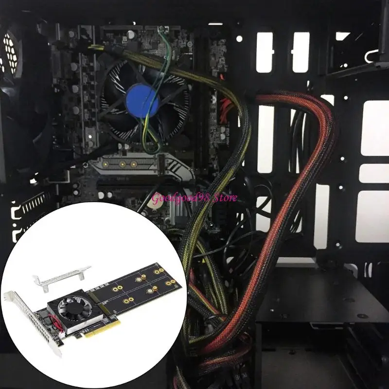 4 m.2 ssds expansion card plugs และเล่นการติดตั้ง PCIE3.0 สวิตช์ชิปการจัดการความร้อนชิปความสูงสองเท่า