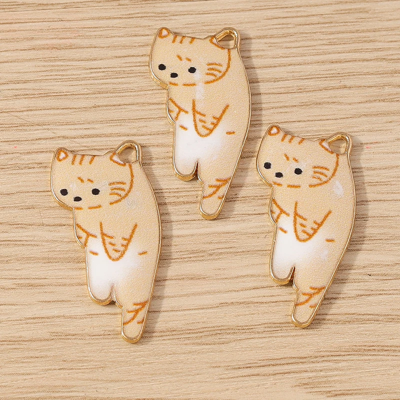 10 Stück 14x29mm Cartoon Tier Charms Emaille Katze Charms Anhänger für Schmuckherstellung Halsketten Ohrringe Armbänder DIY Handwerk Versorgung – Detail 5