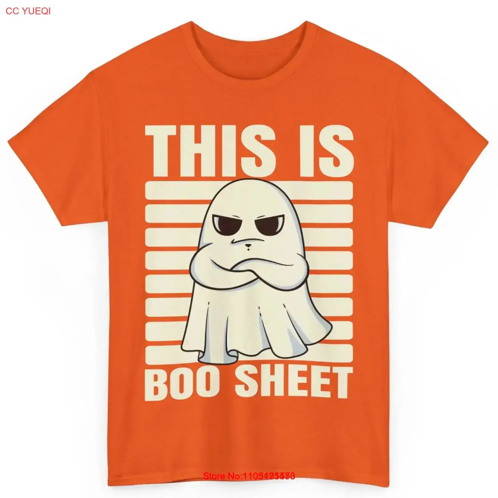 Ghost Boo Sheet Funny Halloween Costume Creepy Cotton T Shirt vintage Washed Comfortable graphic Versatile Stretched Slightly