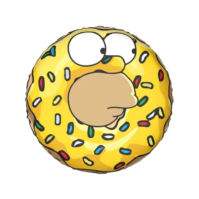 Yellow Donut Face Spare Tire Cover for Jeep Hummer Cartoon Doughnut SUV RV 4WD Car Wheel Protectors 14