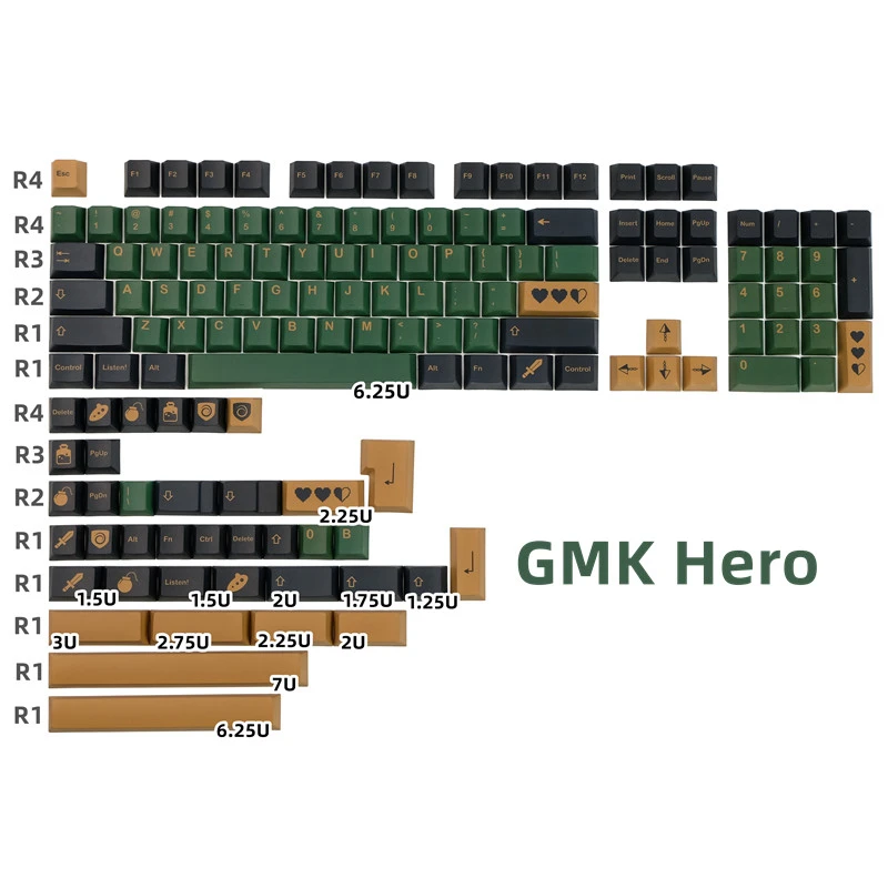 

142 Keys GMK Hero Keycaps Set PBT Dye Sublimation Key Caps Cherry Profile GMKClone Keycap ForMX Switch Keyboard