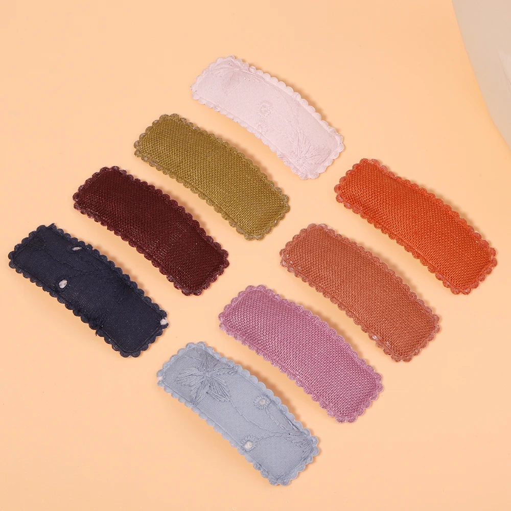 10Pcs/set Embroidery Print Square Shape Hair Clips For Cute Girls Boutique Hairpin Barrettes Headwear Kids Hair Accessories Gift