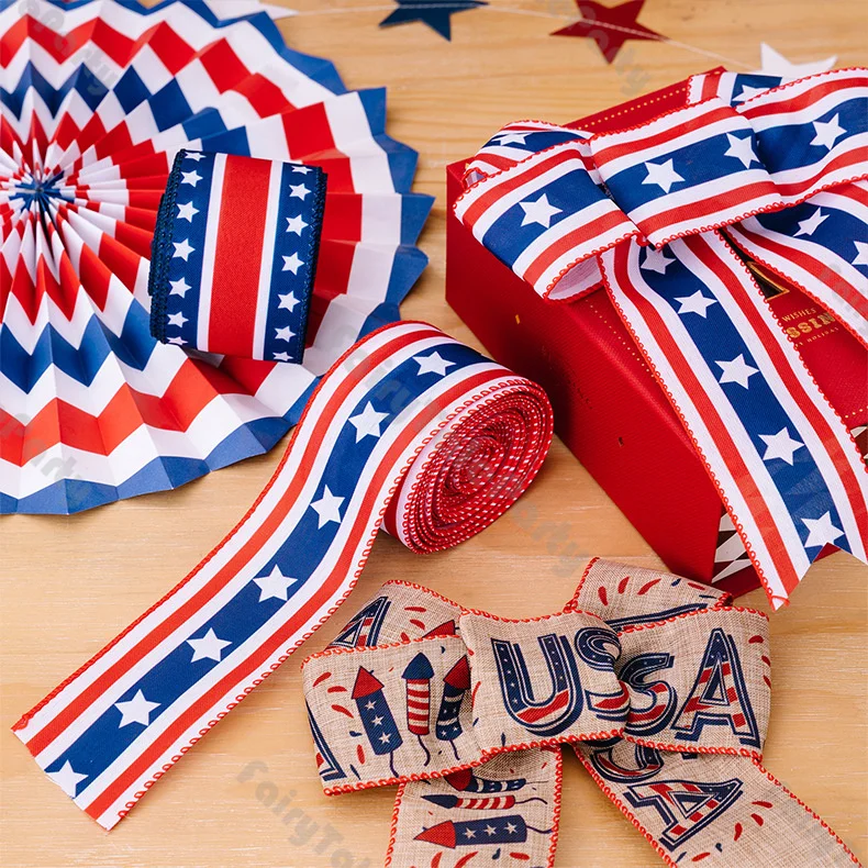 

American Independence Day Decoration Ribbon, 4th of July Party Decoration Supplies, Independence Day Patriotic Ribbon