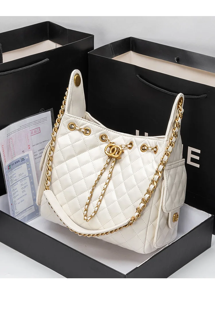 Beuteltasche mit Kordelzug für Herbst und Winter, verstellbare Tragetasche mit großem Fassungsvermögen, umwandelbare Unterarm- und Umhängetasche für den täglichen Weg zur Arbeit