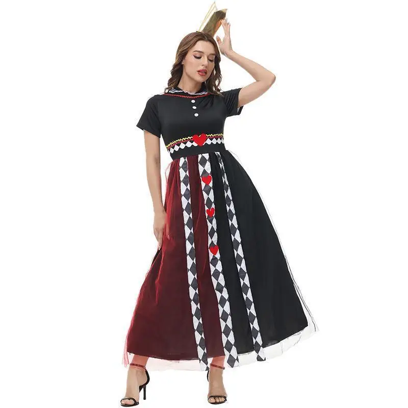 تنورة لوهوين بوكر كوين ريد كوين على شكل قلب دكتور أليس في بلاد العجائب زي أداء المسرح ثوب زفاف نسائي