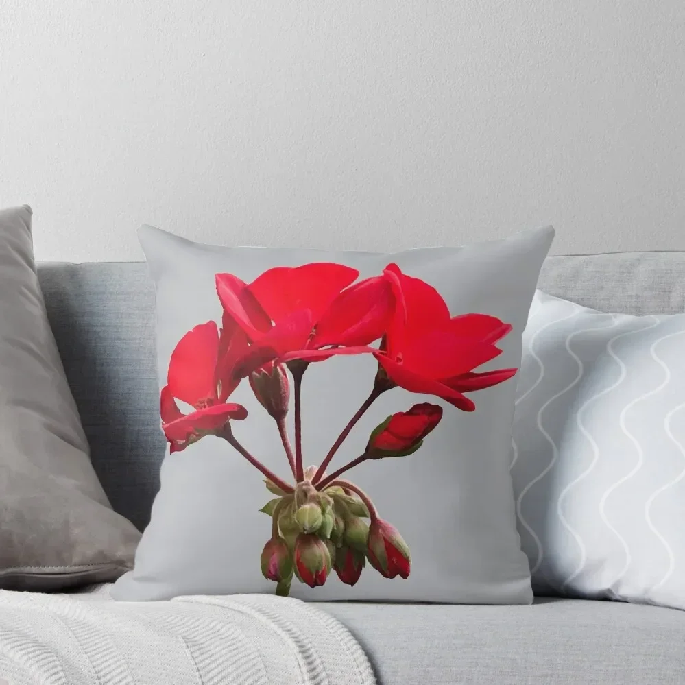 

Red Geranium Flower with Buds Throw Pillow Pillow Decor New year Sofa Decorative Covers Decorative pillowcase pillow