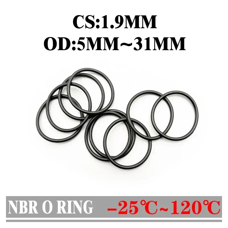 Wieshammkit-Joint torique en caoutchouc CS, 1.9mm OD 5mm ~ 31mm, pour réparation automobile, 50 pièces