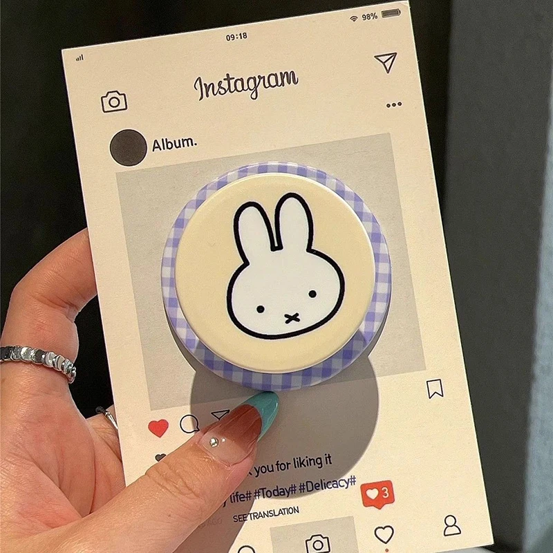 

Cute Miffy Phone Shell Suitable for Iphone 17 16 15 14 Cartoon Checkered Magnetic Stand Anime Anti Drop Phone Case Perfect Gifts
