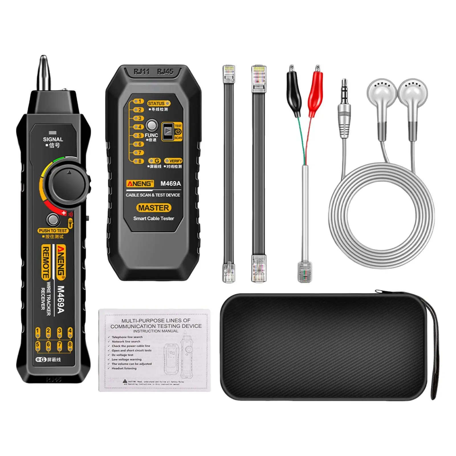 Тестер сетевого кабеля RJ45 + RJ11 Отдельная конструкция с сетью фонарика