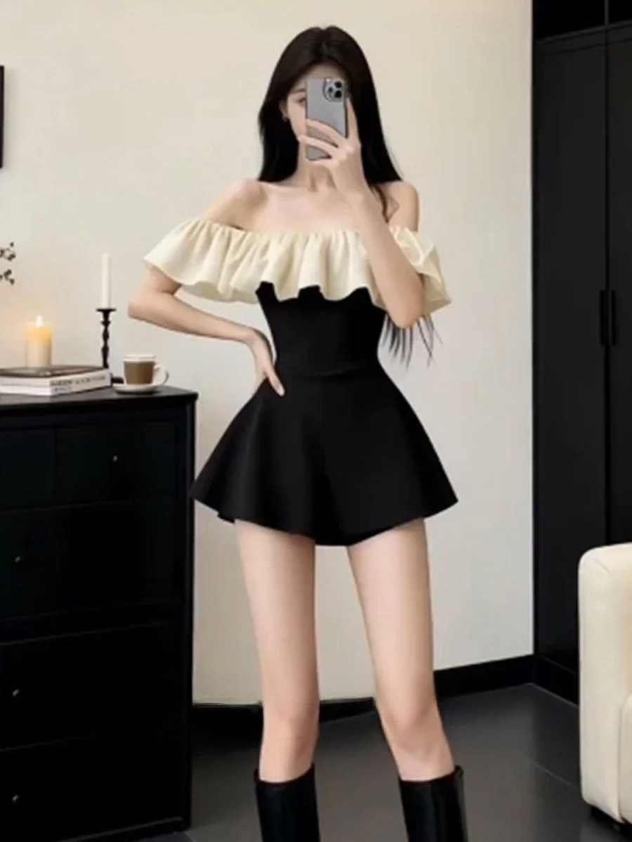 

Princ Sle One oulder Pleated Dr Women's Autumn Winter Slimming ort Skirt Beautiful Match A-Line Dr