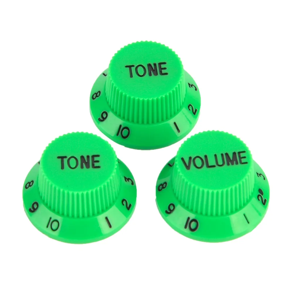 3PCS Practical Green Guitar Volume Knobs 1 Volume 2 Tone Plastic Guitar Tone Knobs Speed Control Knobs For ST/SQ Guitar