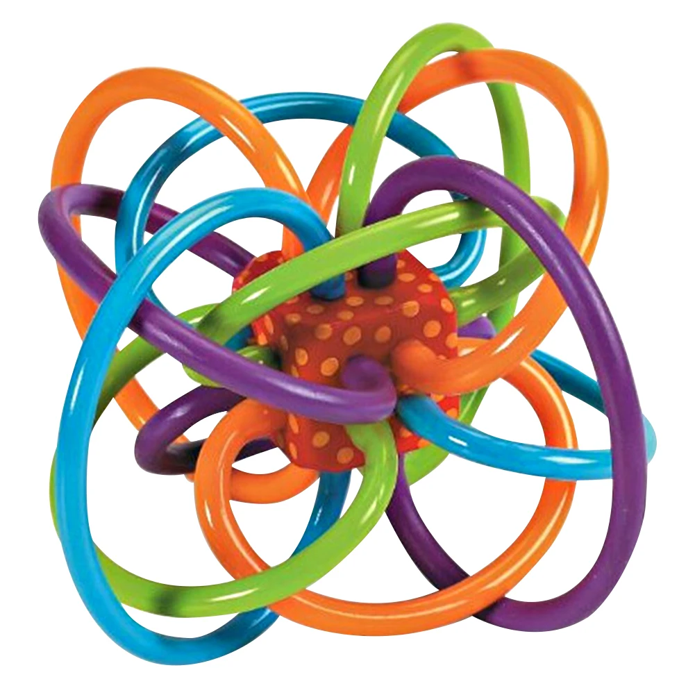 2 in 1 Sensory Teether Toy PU Grabbing Hand Ball Scratch Proof Soft Rubber Teething Toys Early Developmental Toys for Boys Girls