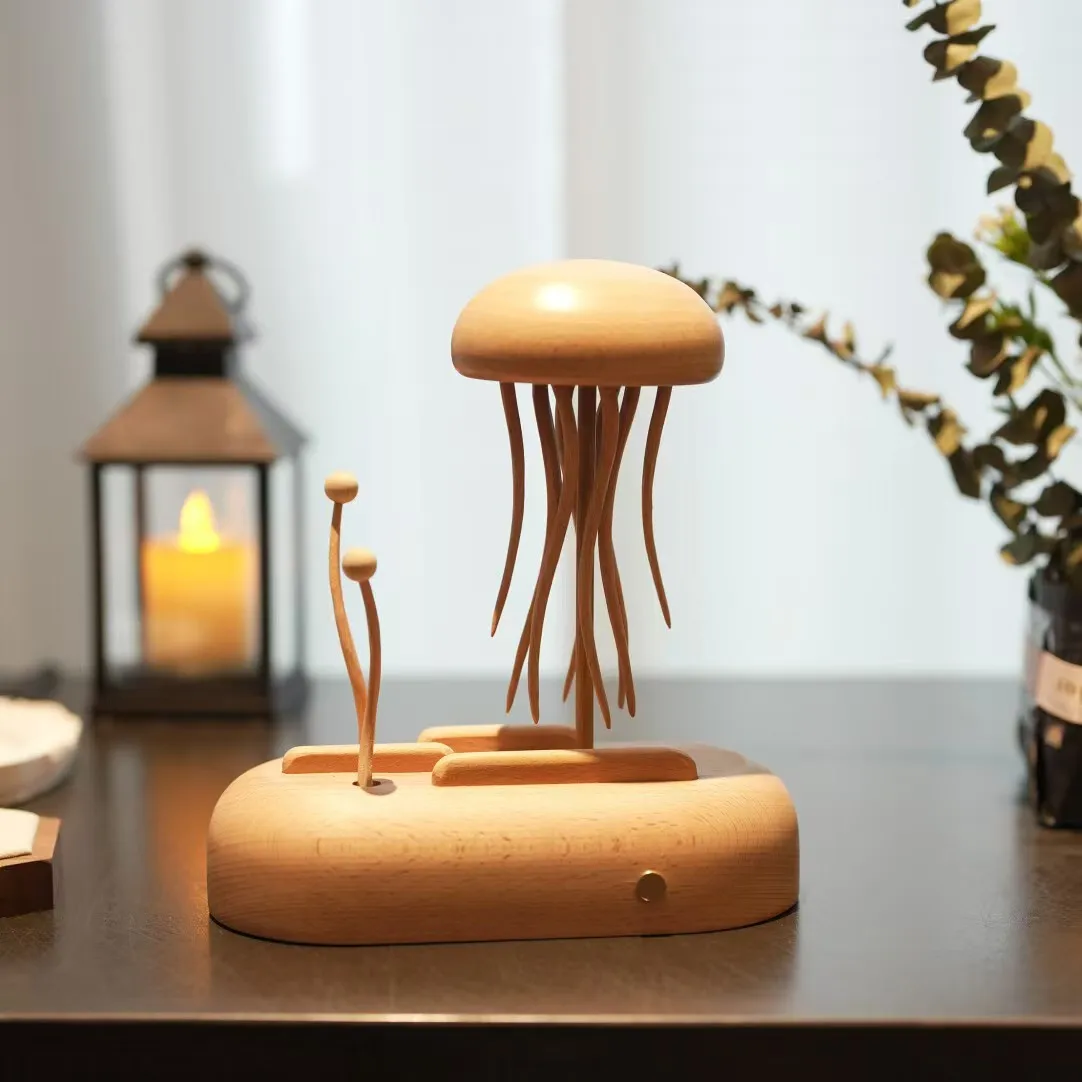 

Wooden Mechanical Jellyfish Creative Smart Tabletop Decoration Holiday Gift Wooden Crafts