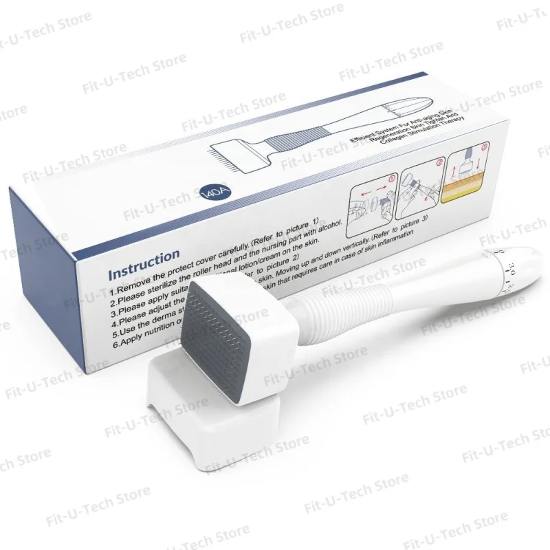 Derma Stamp 140A  Microneedling Face Roller Massager Adjustable Titanium Needle Length Skincare Beard Growth Scalp Hair