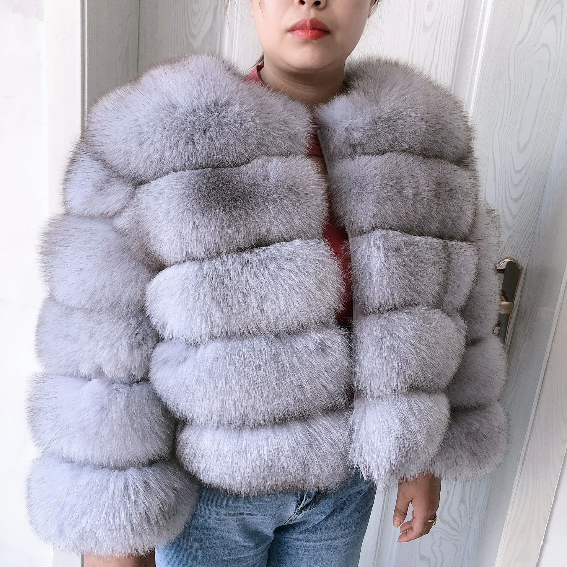 New Real Fox Fur Coat Women's Winter Warm 100% Natural Fur Jacket Short Raccoon Fur Coat Women's High Quality Hot Sale