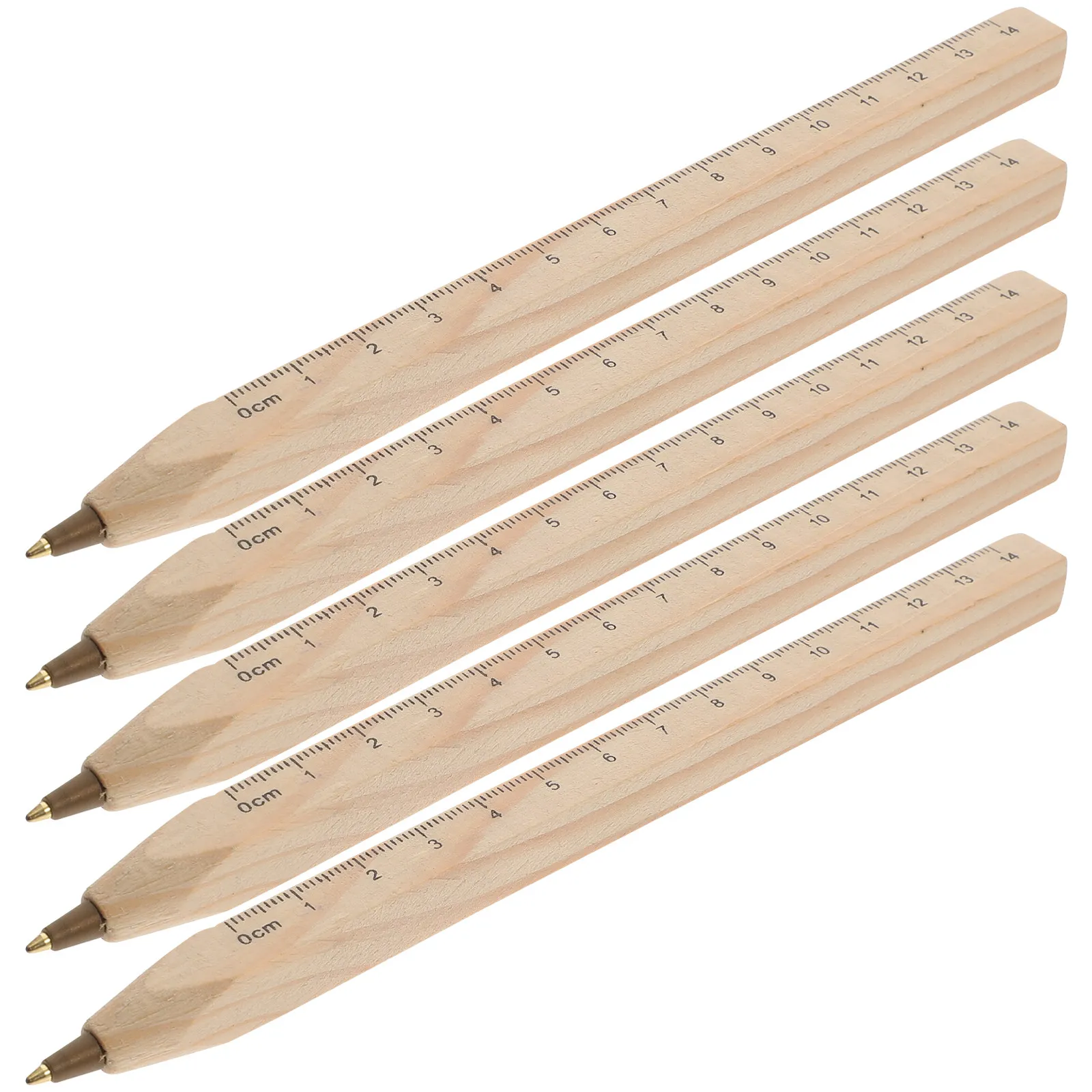 

12Pcs Solid Wood Ballpoint Pens Eco Friendly Degradable Carpenter Writing Tool with Built in Ruler for Rough Surface Marking
