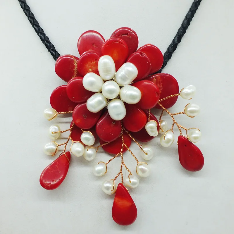 

Exquisite Classic, beautiful Real coral flower necklace .The most exquisite bridal necklace 19"