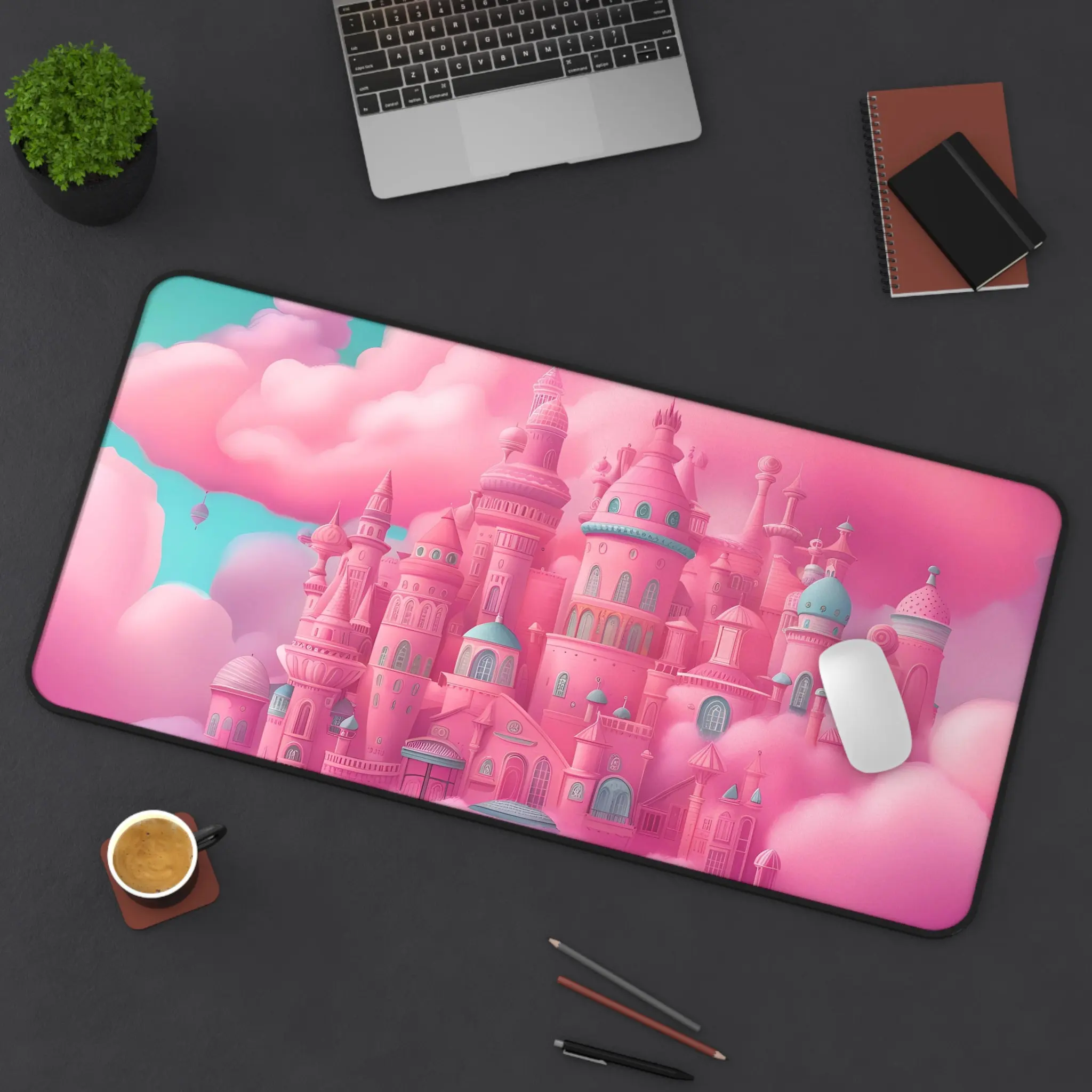 

Pink Castle Desk Mat,non-slip and Waterproof Gaming Mousepad,office and Gaming Desk Decoration Mat,the Perfect Gift for Friends.