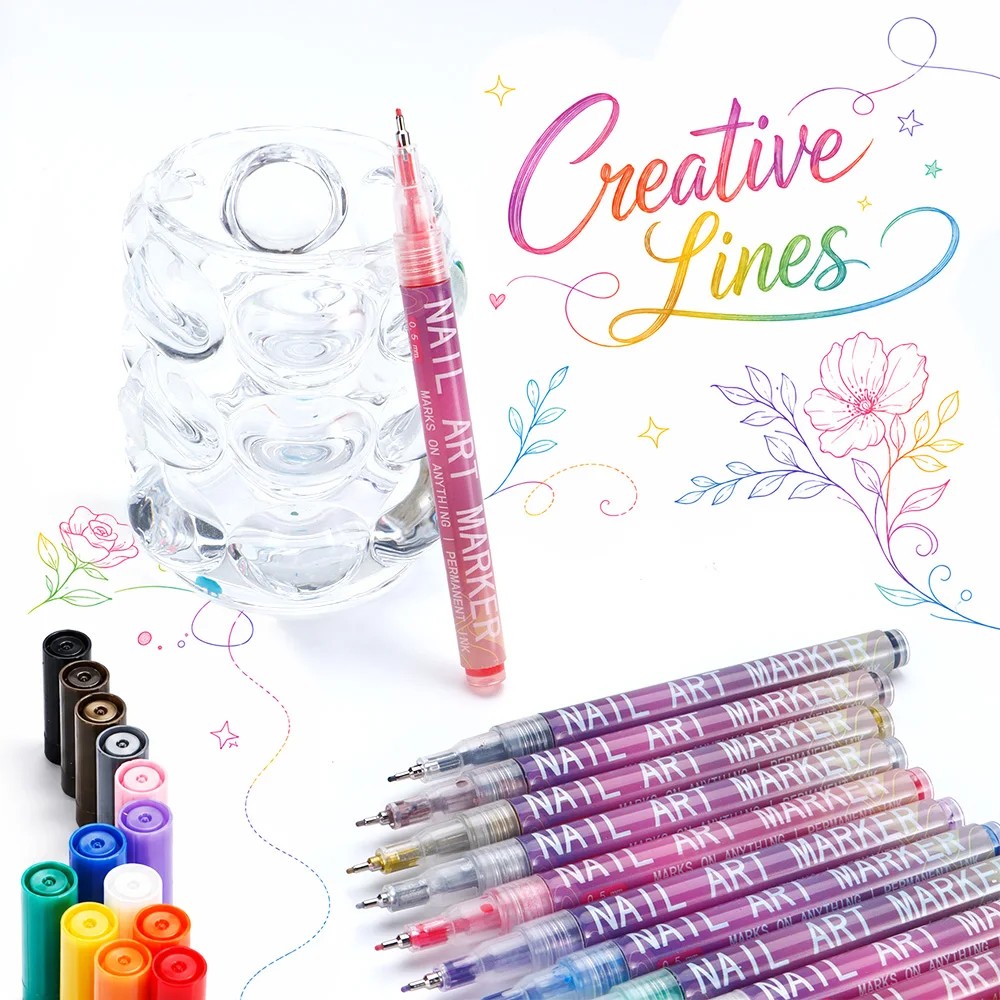 12本入り極細マーカーペンセット、耐久性のあるインク、DIY - Illustration Marker Set のレビューと価格