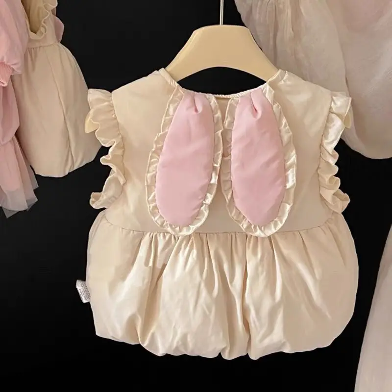 

Children's Down Cotton Vest 2025 Winter Girl Cute Little Rabbit Lightweight Tank Top Wear Kids Jacket