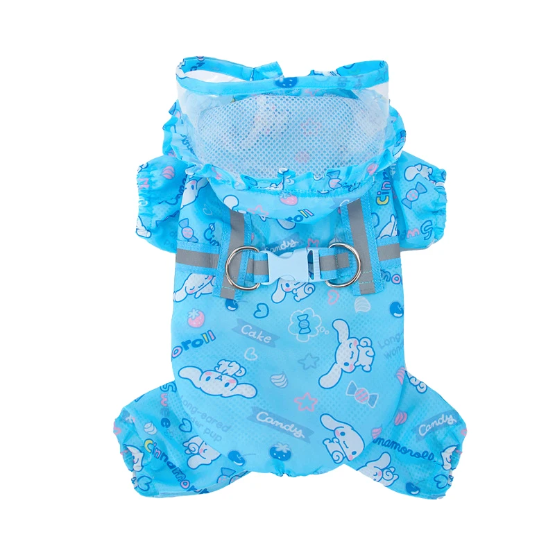 Authorized   Cinnamoroll Pet Raincoat Waterproof Hood Rain Jacket for Small Medium Large Dogs