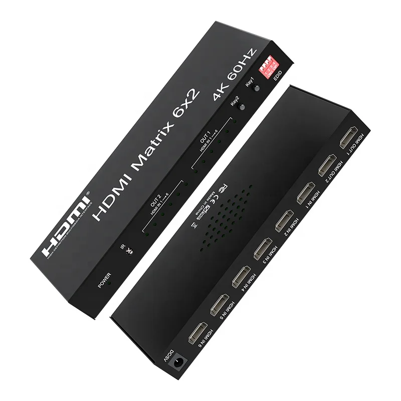 6x2 for 2.0 Matrix 4K60HZ Optical   o TV Switcher 6-In-2-Out Conferencing Video Black 305g Consumer Electronics Store