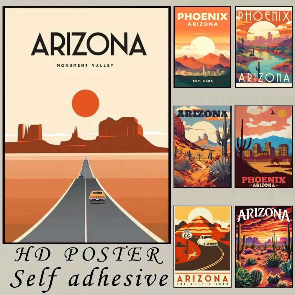 Póster de paisaje del desierto silvestre americano de Arizona, decoración artística de pared para habitación, pegatinas impermeables para decoración del hogar, Bar, dormitorio