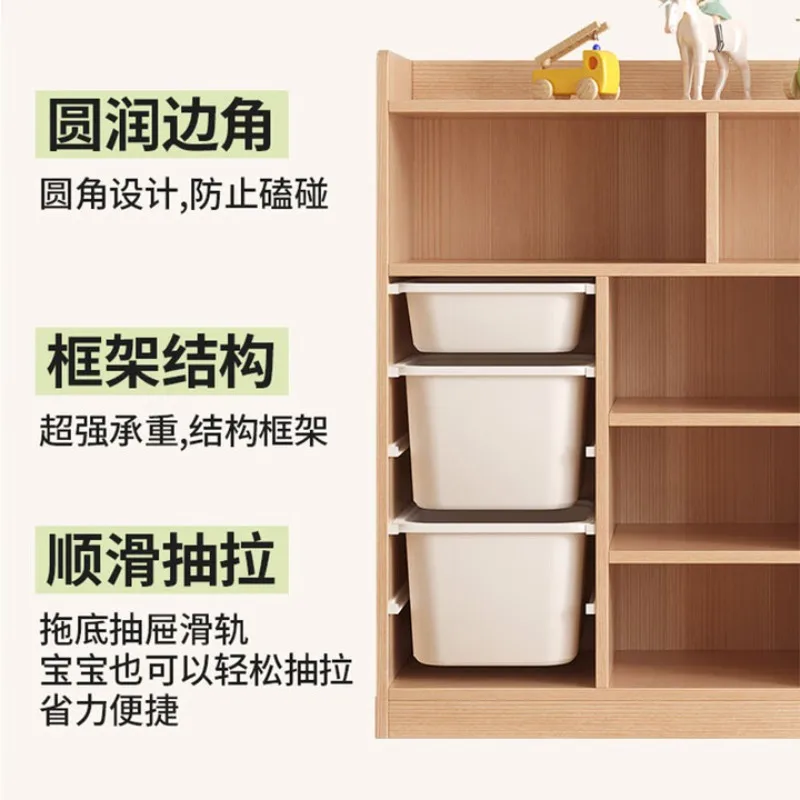 ตู้เก็บของเด็ก ตู้ลิ้นชักไม้จริง ความจุขนาดใหญ่ ชั้นวางหนังสือ ชั้นวางของ ชั้นวางแบบผสมผสาน ตู้เก็บของสำหรับเด็ก